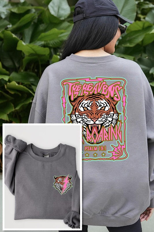 Heavens Roaring Tiger Graphic Fleece Sweatshirts - Classique Collection