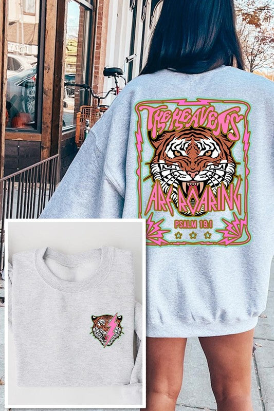 Heavens Roaring Tiger Graphic Fleece Sweatshirts - Classique Collection