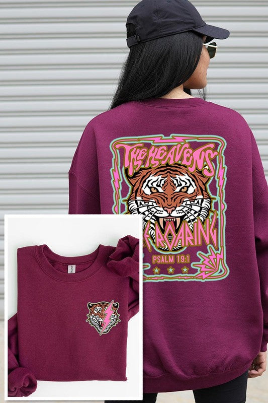Heavens Roaring Tiger Graphic Fleece Sweatshirts - Classique Collection