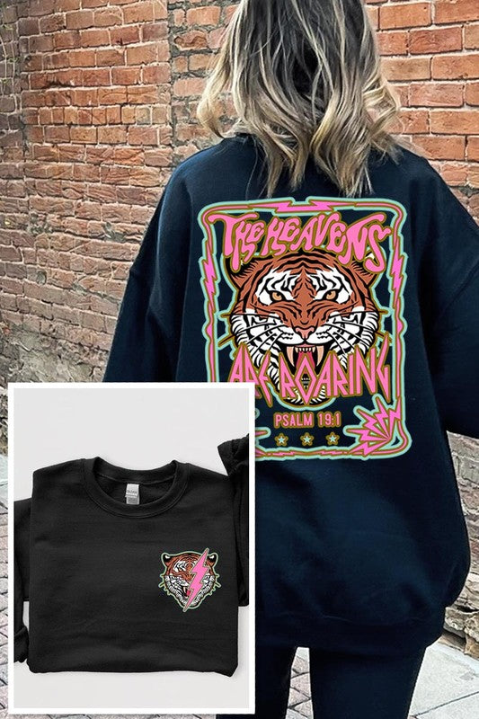Heavens Roaring Tiger Graphic Fleece Sweatshirts - Classique Collection