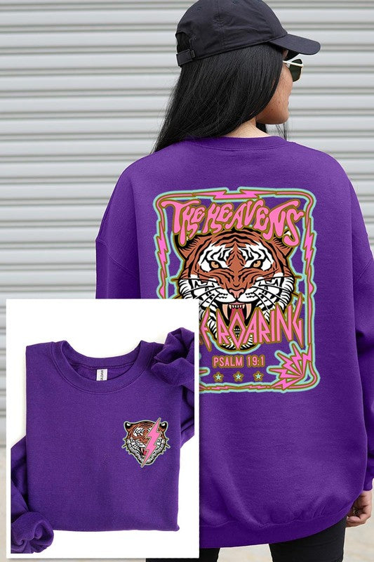 Heavens Roaring Tiger Graphic Fleece Sweatshirts - Classique Collection