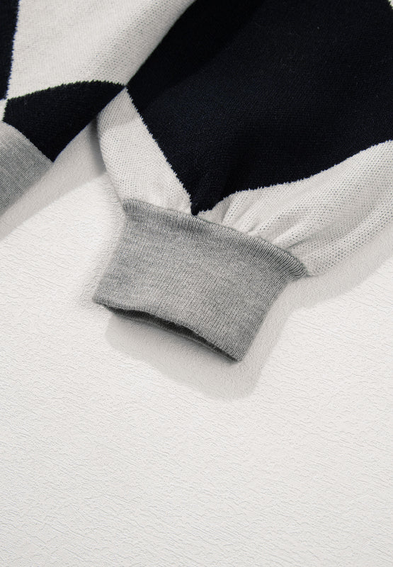 Color Block Button Down Long Sleeve Cardigan - ClassiQ