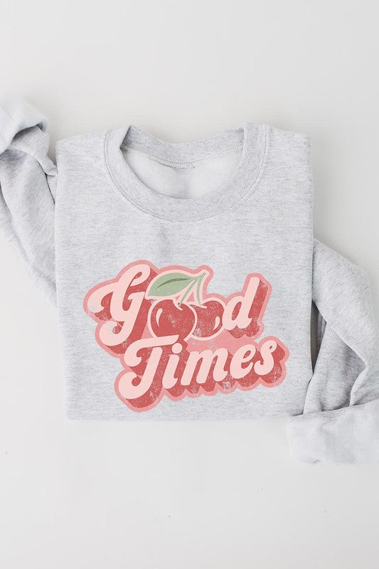 Retro Good Times Cherry Graphic Fleece Sweatshirts - Classique Collection