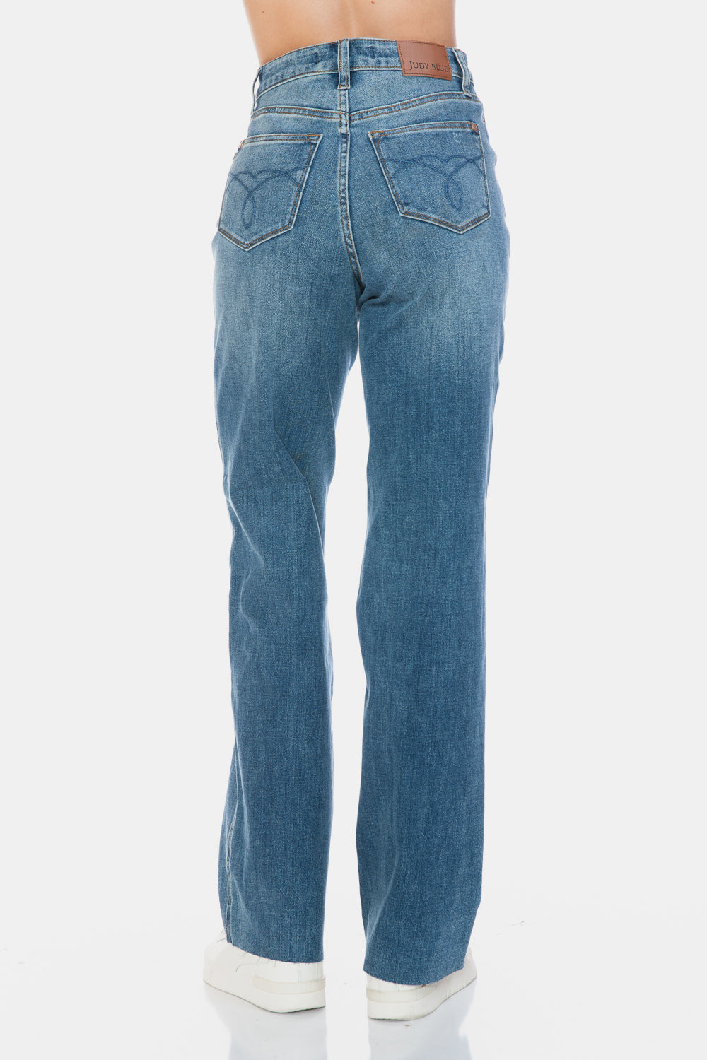 Judy Blue Full Size Tummy Control Cut Raw Hem Straight Jeans - Classique Collection