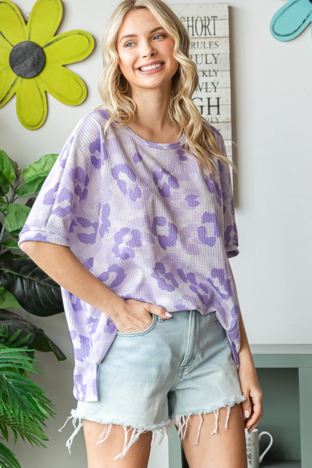 HOPELY Print Waffle Oversized T-Shirt - Classique Collection