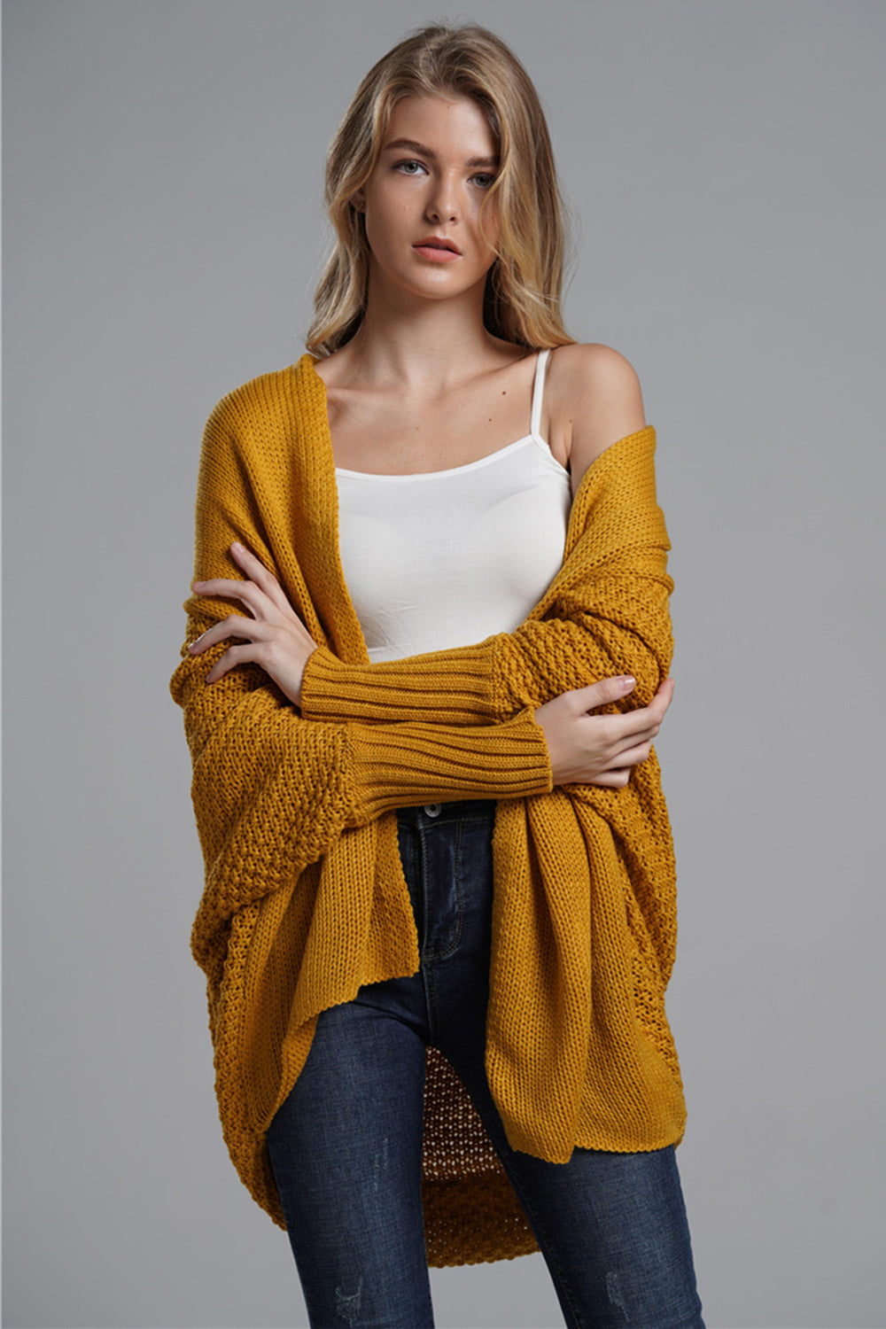 Open Front Batwing Sleeve Cardigan - ClassiQ