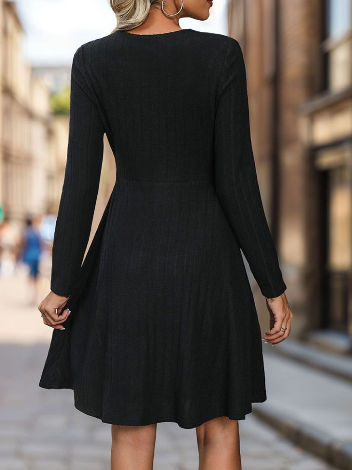 Perfee Cutout Long Sleeve Knee Length Dress - Classique Collection