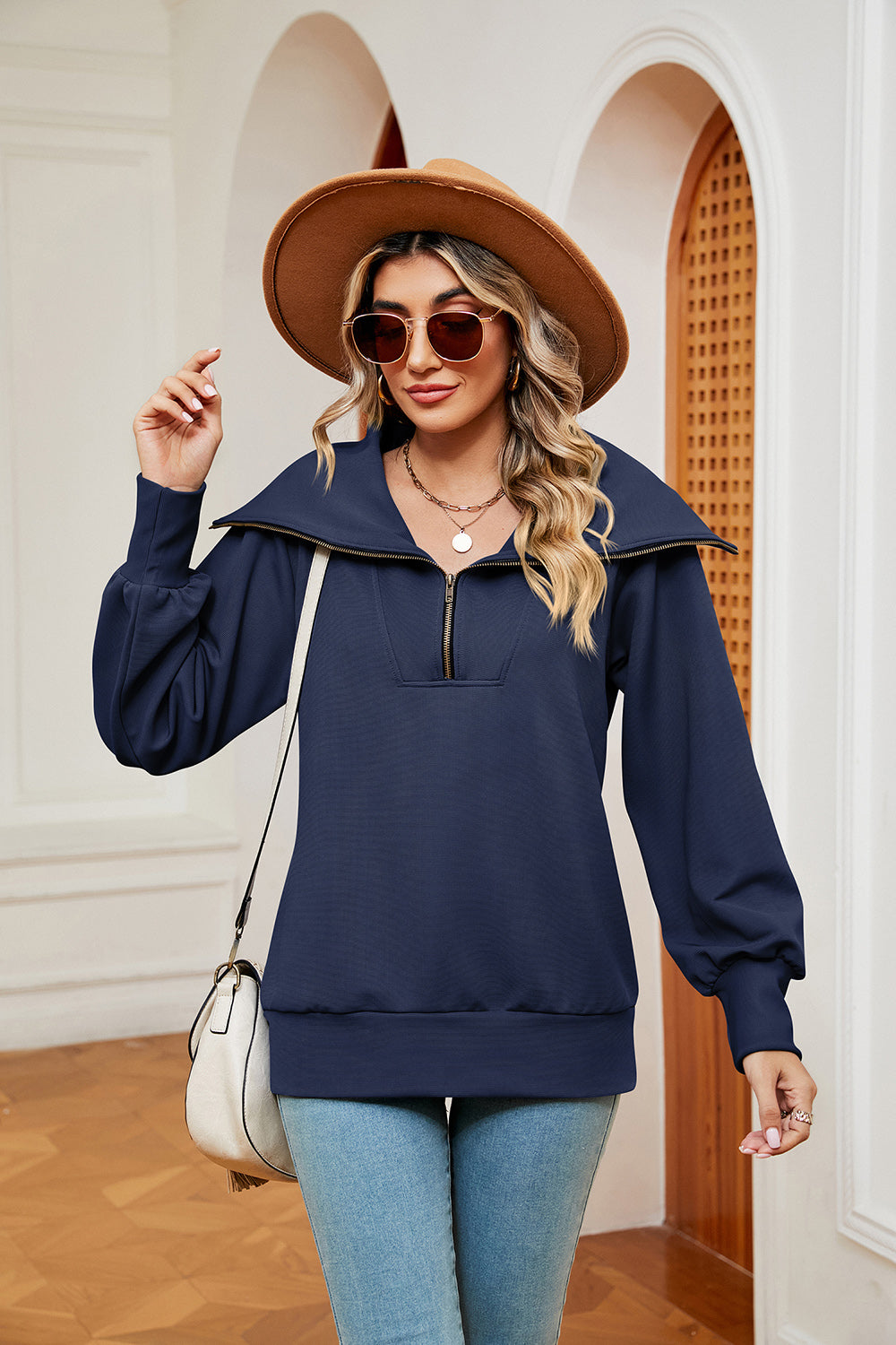 Half-Zip Collared Sweatshirt - Classique Collection