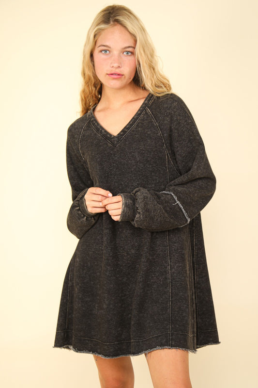 VERY J Mineral Washed Oversized A-Line Mini Dress - Classique Collection