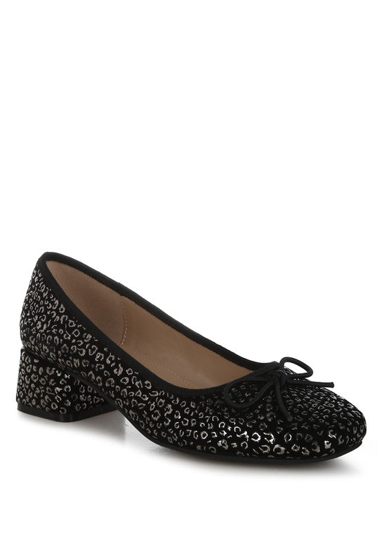 Ningen Leopard Print Block Heel Ballerinas - Classique Collection