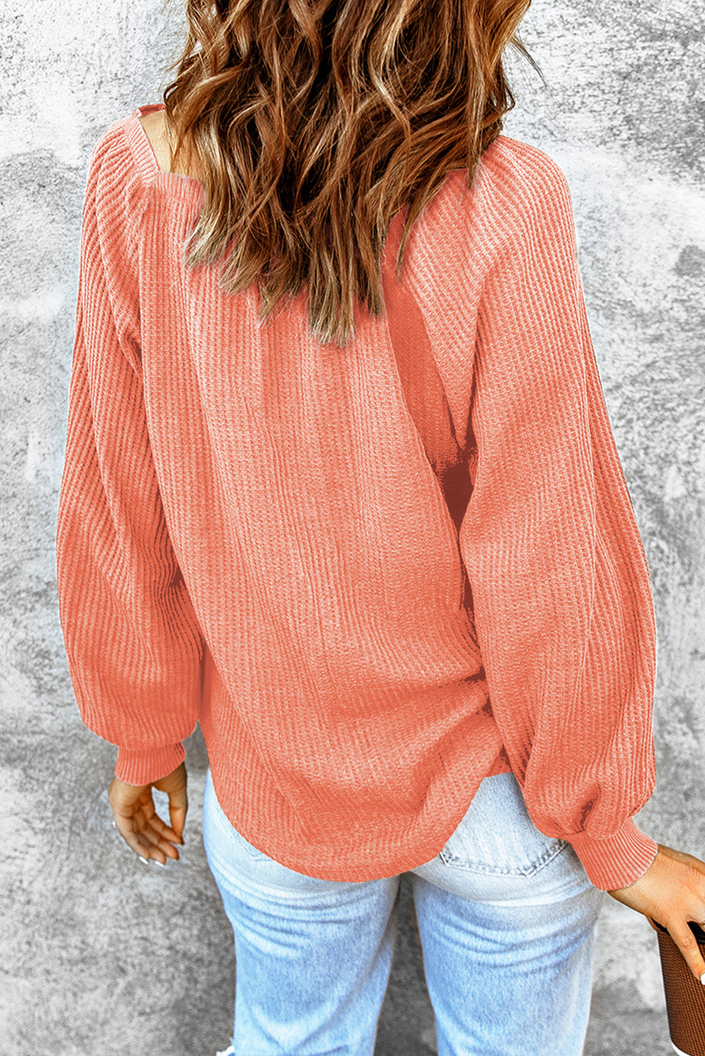 Square Neck Waffle-Knit Top - Classique Collection