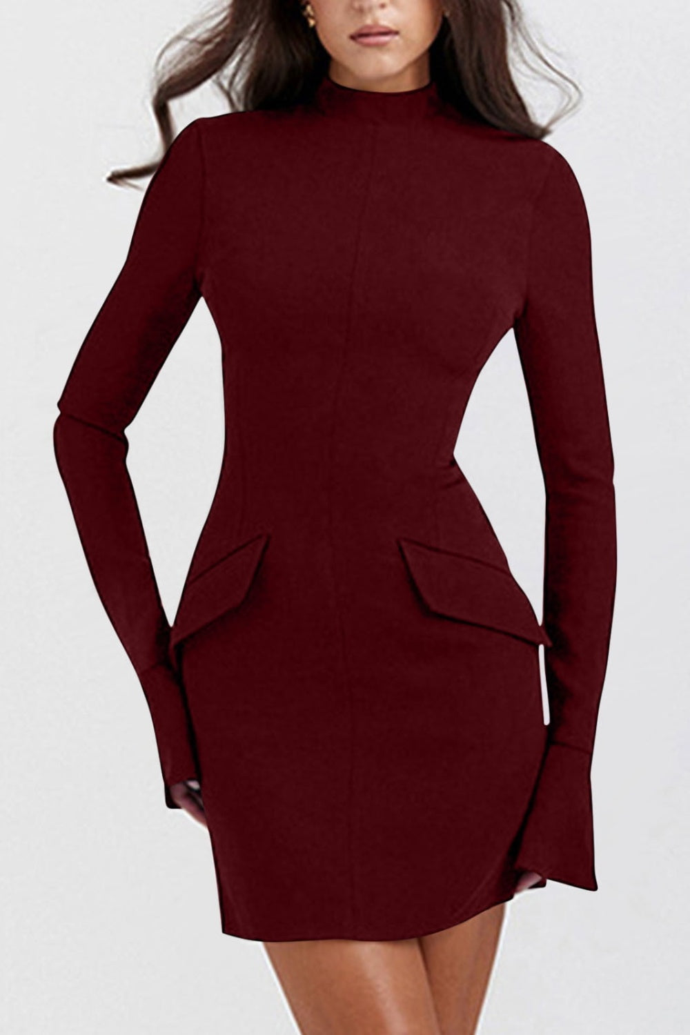 Mock Neck Long Sleeve Mini Dress - Classique Collection