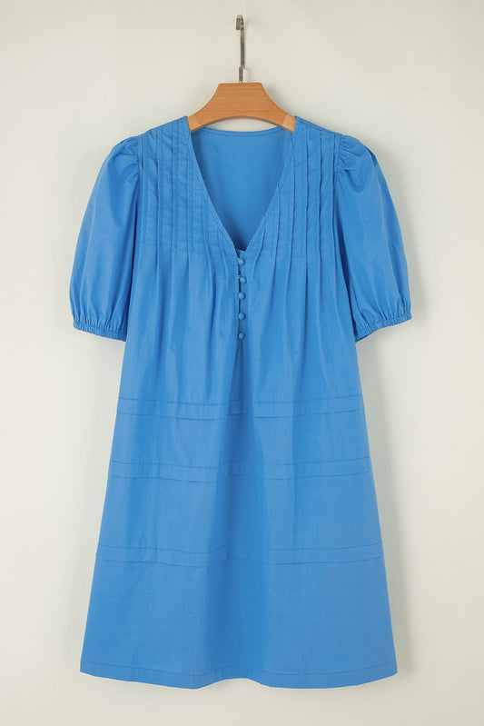 Pocketed V-Neck Short Sleeve Dress - Classique Collection