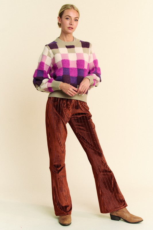 Davi & Dani Elastic Waist Knit Flare Pants - Classique Collection