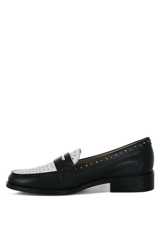 Raisa Stud Embellished Penny Loafers - Classique Collection