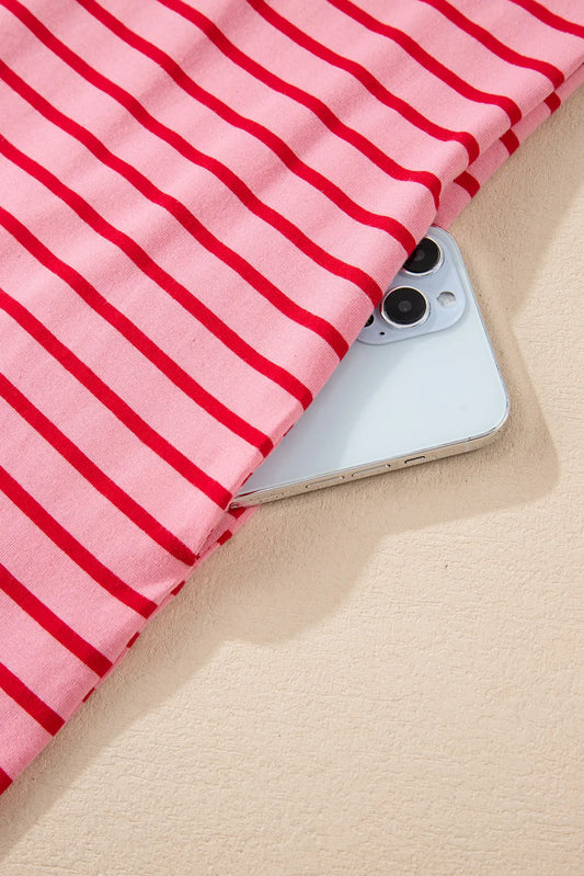 Pocketed Striped Half Sleeve Tee Dress - Classique Collection