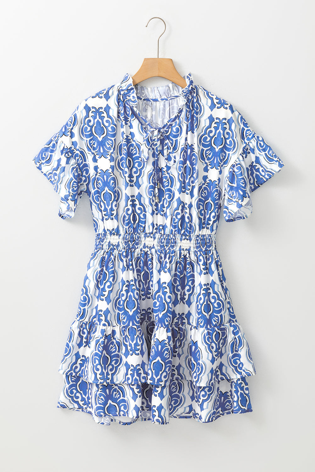 Ashleigh Blue Vintage Floral Print Wide Ruffled Sleeve Dress ClassiQ