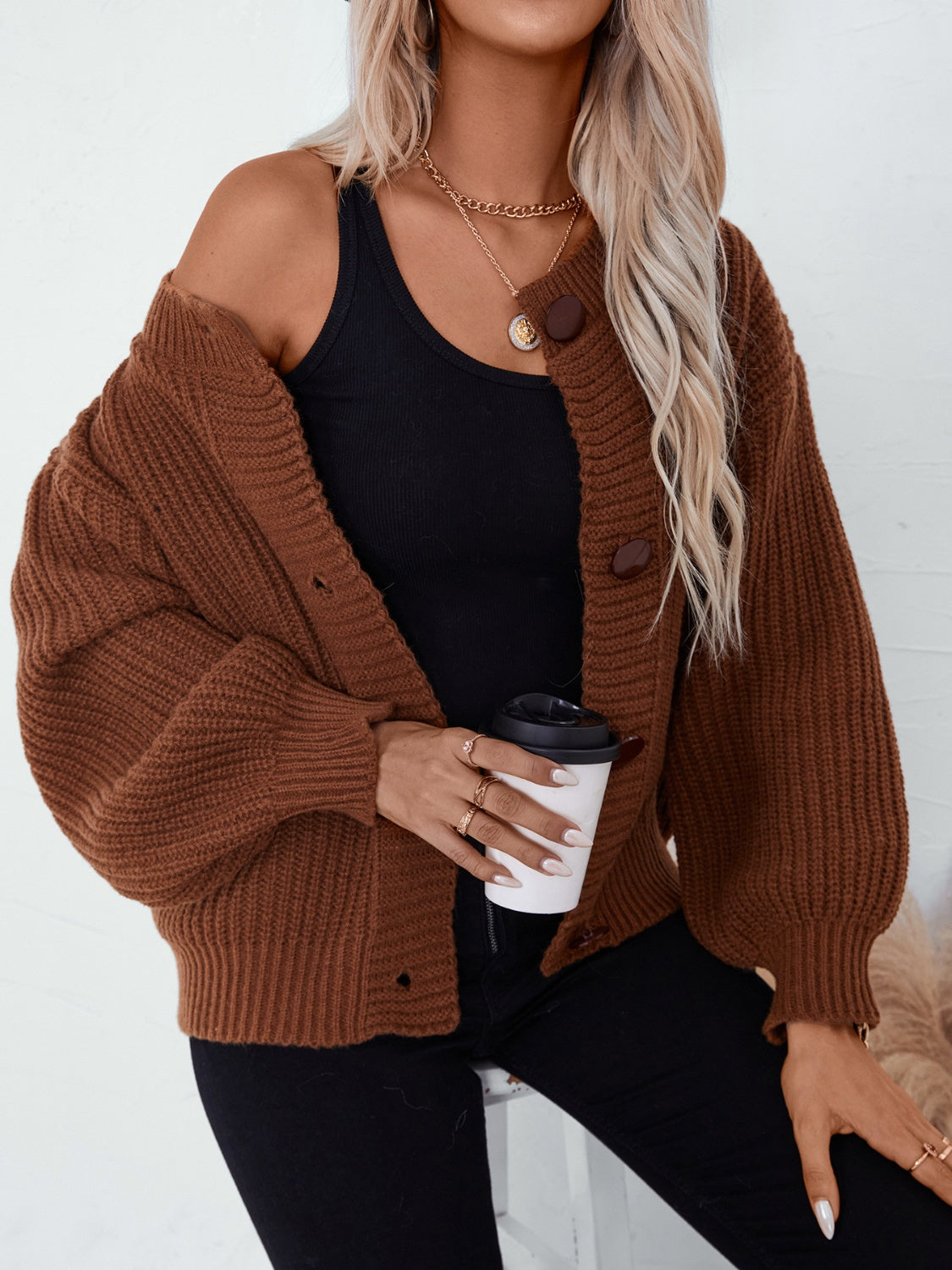 Button Down Long Sleeve Cardigan - Classique Collection
