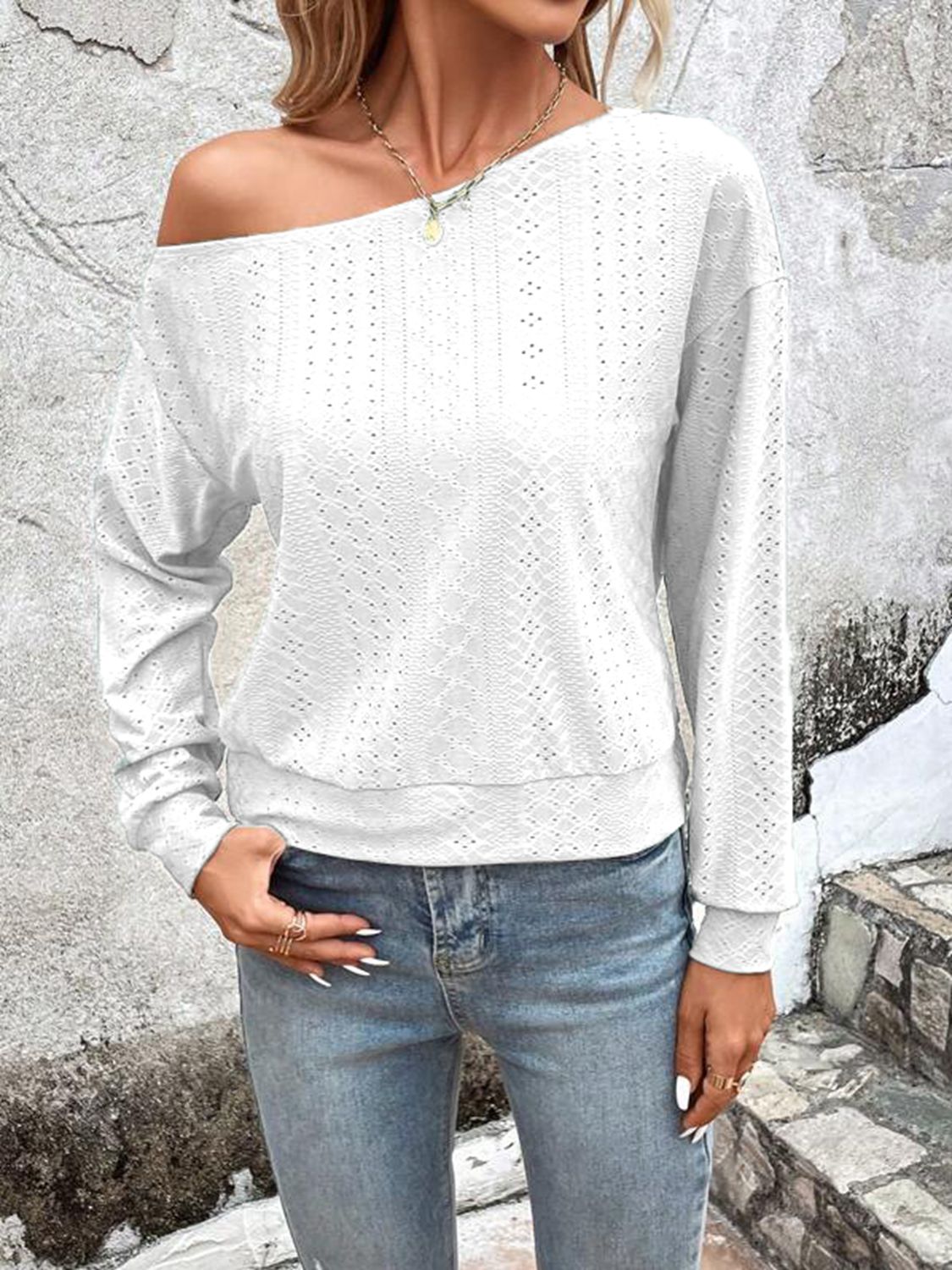 Eyelet Dropped Shoulder Blouse - Classique Collection