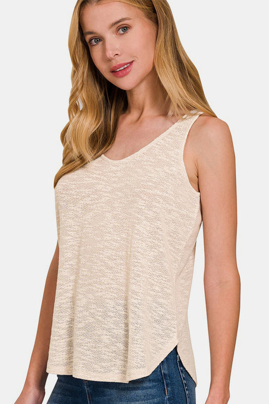 Zenana Curved Hem Round Neck Tank - Classique Collection