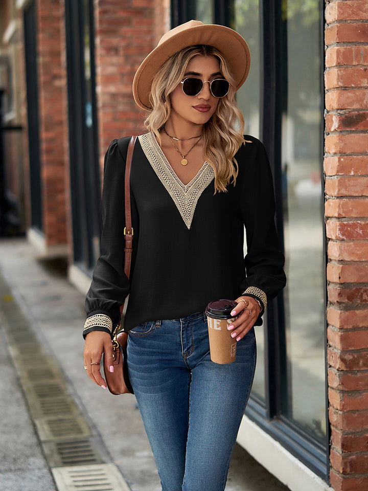 V-Neck Long Sleeve Blouse - Classique Collection