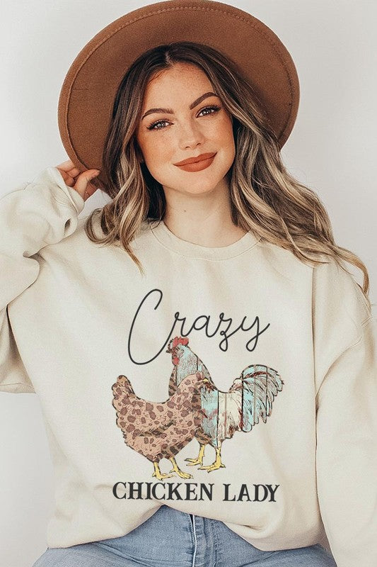 Crazy Chicken Lady Graphic Fleece Sweatshirts - Classique Collection