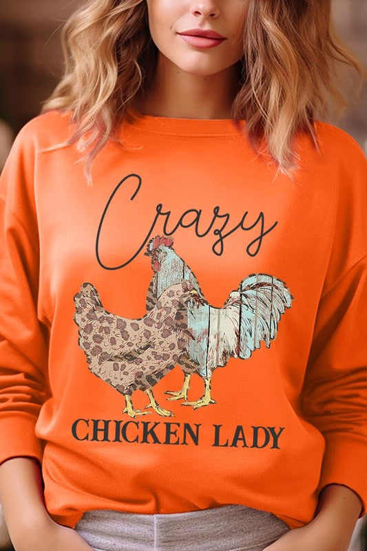 Crazy Chicken Lady Graphic Fleece Sweatshirts - Classique Collection