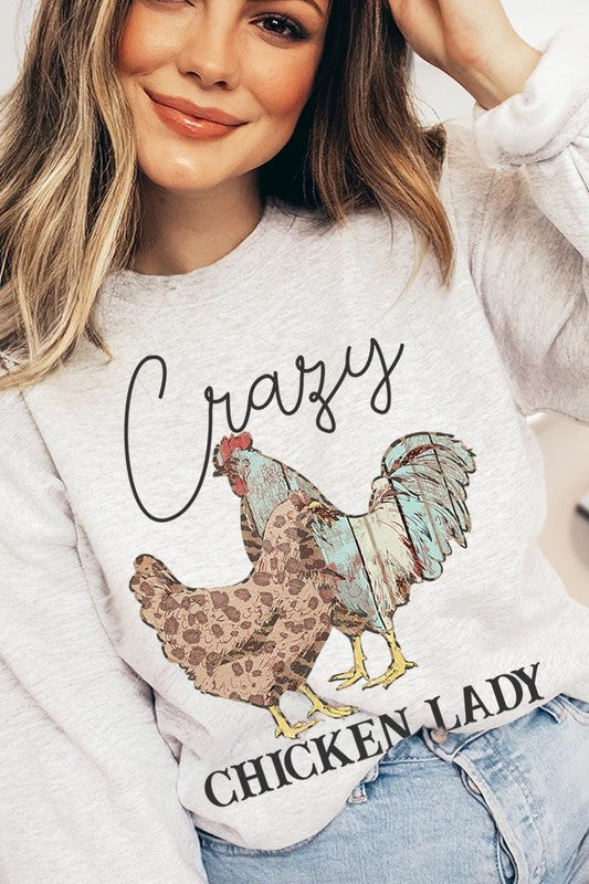 Crazy Chicken Lady Graphic Fleece Sweatshirts - Classique Collection