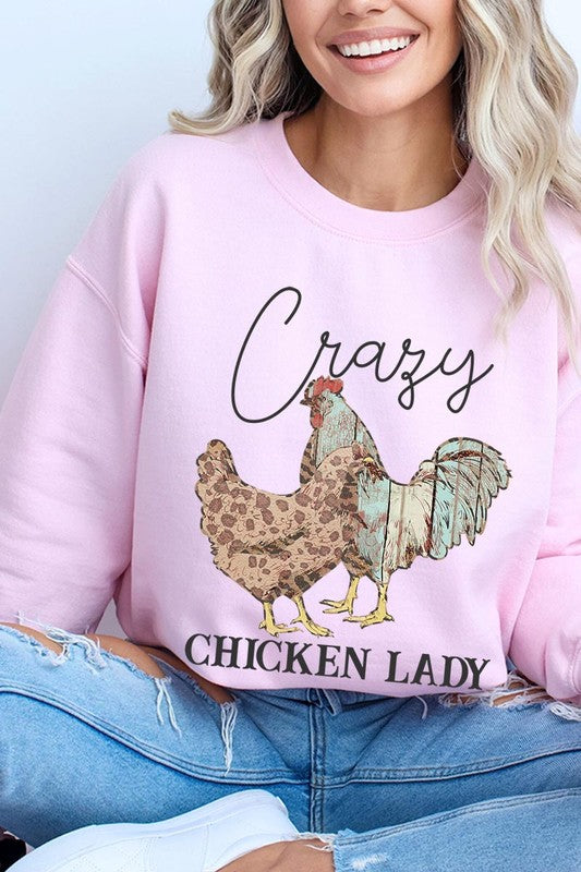 Crazy Chicken Lady Graphic Fleece Sweatshirts - Classique Collection