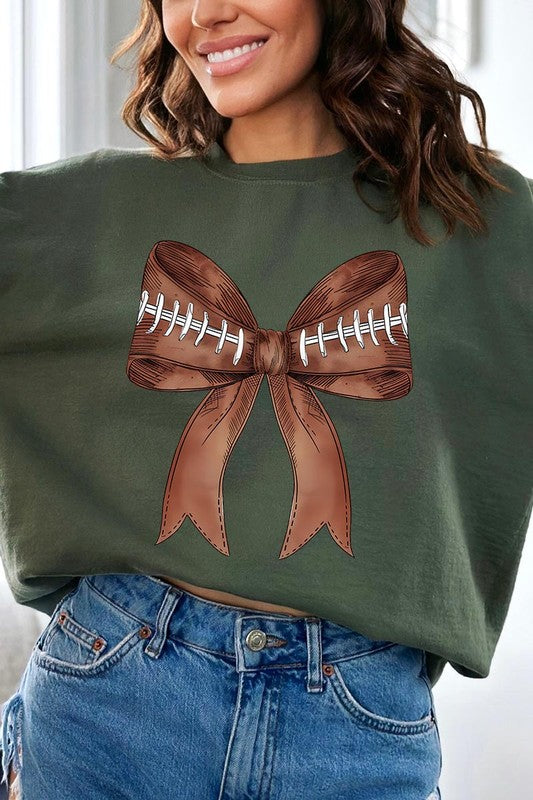 Coquette Football Bow Graphic Fleece Sweatshirts - Classique Collection