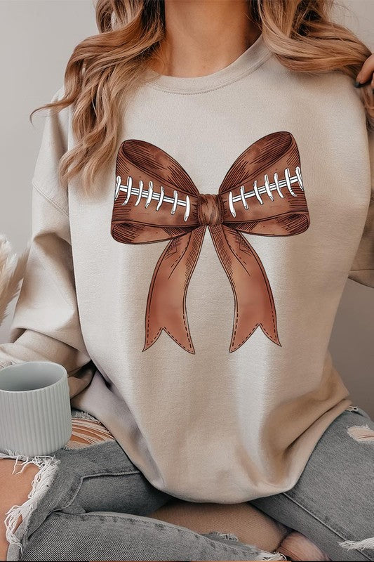 Coquette Football Bow Graphic Fleece Sweatshirts - Classique Collection