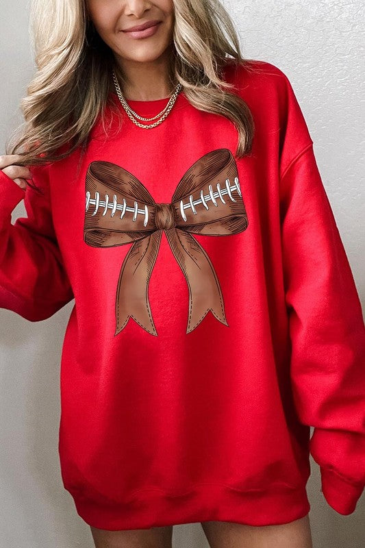 Coquette Football Bow Graphic Fleece Sweatshirts - Classique Collection