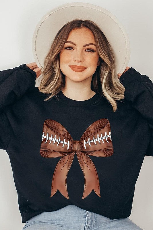 Coquette Football Bow Graphic Fleece Sweatshirts - Classique Collection