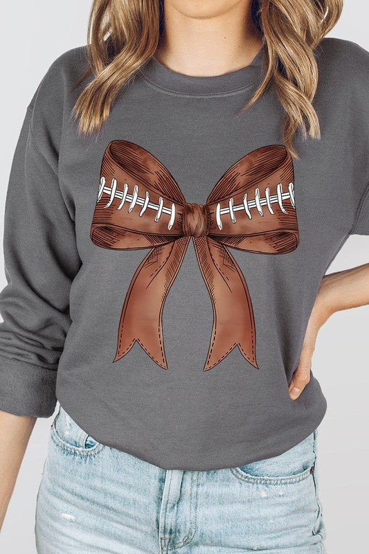 Coquette Football Bow Graphic Fleece Sweatshirts - Classique Collection