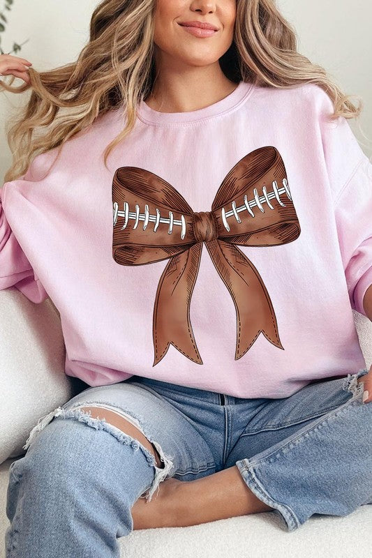 Coquette Football Bow Graphic Fleece Sweatshirts - Classique Collection