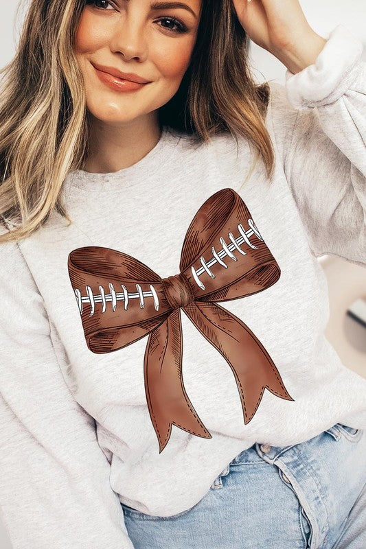 Coquette Football Bow Graphic Fleece Sweatshirts - Classique Collection