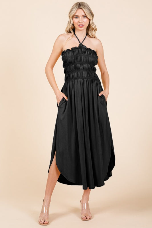 Culture Code Tie Back Shirring Dress with Pockets - Classique Collection