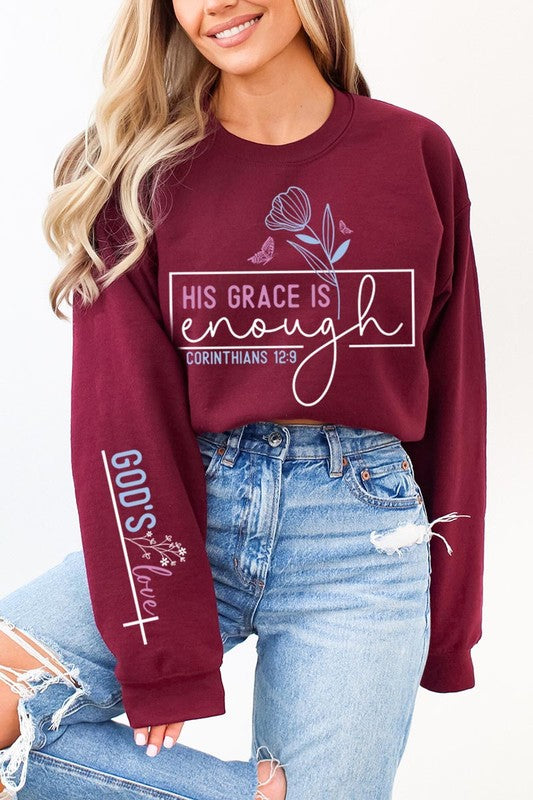 His Grace is Enough Graphic Fleece Sweatshirts - Classique Collection