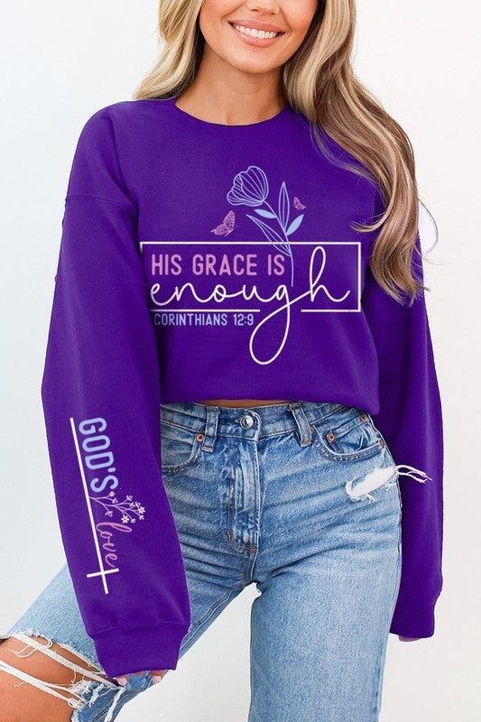 His Grace is Enough Graphic Fleece Sweatshirts - Classique Collection