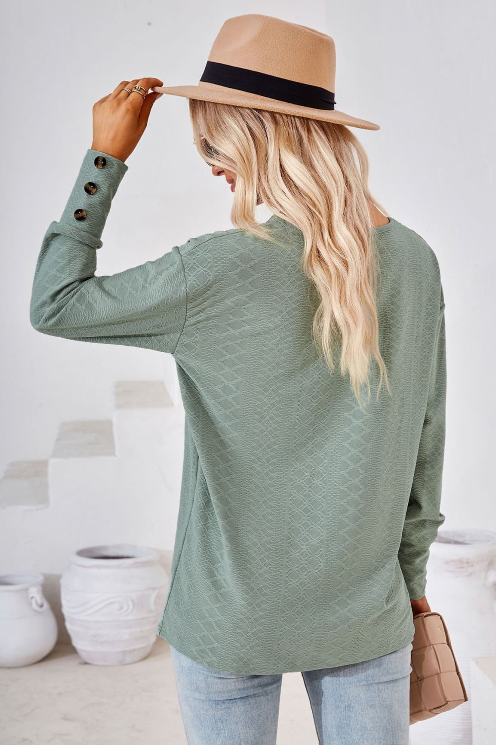 V-Neck Long Sleeve Blouse - Classique Collection