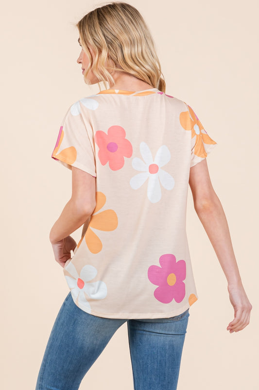 BOMBOM Floral Short Sleeve T-Shirt - Classique Collection