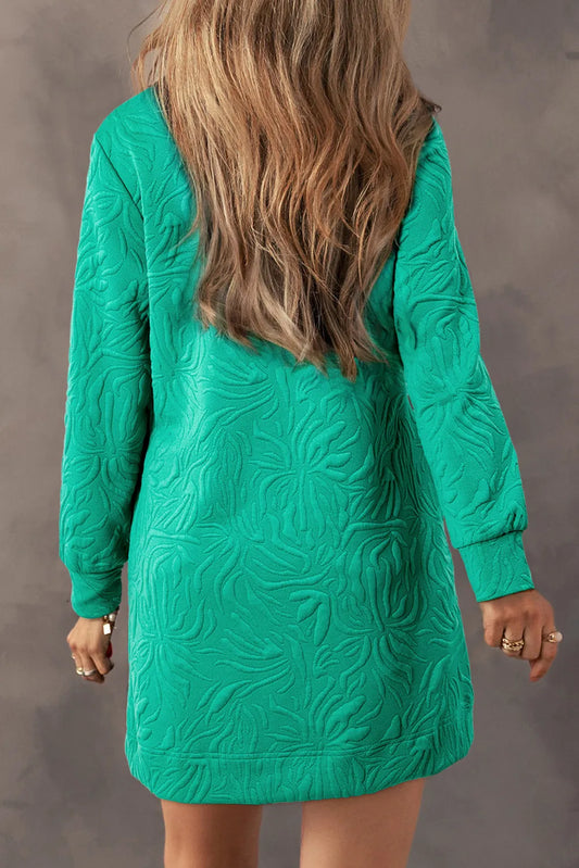 Texture Quarter Zip Long Sleeve Mini Dress - Classique Collection