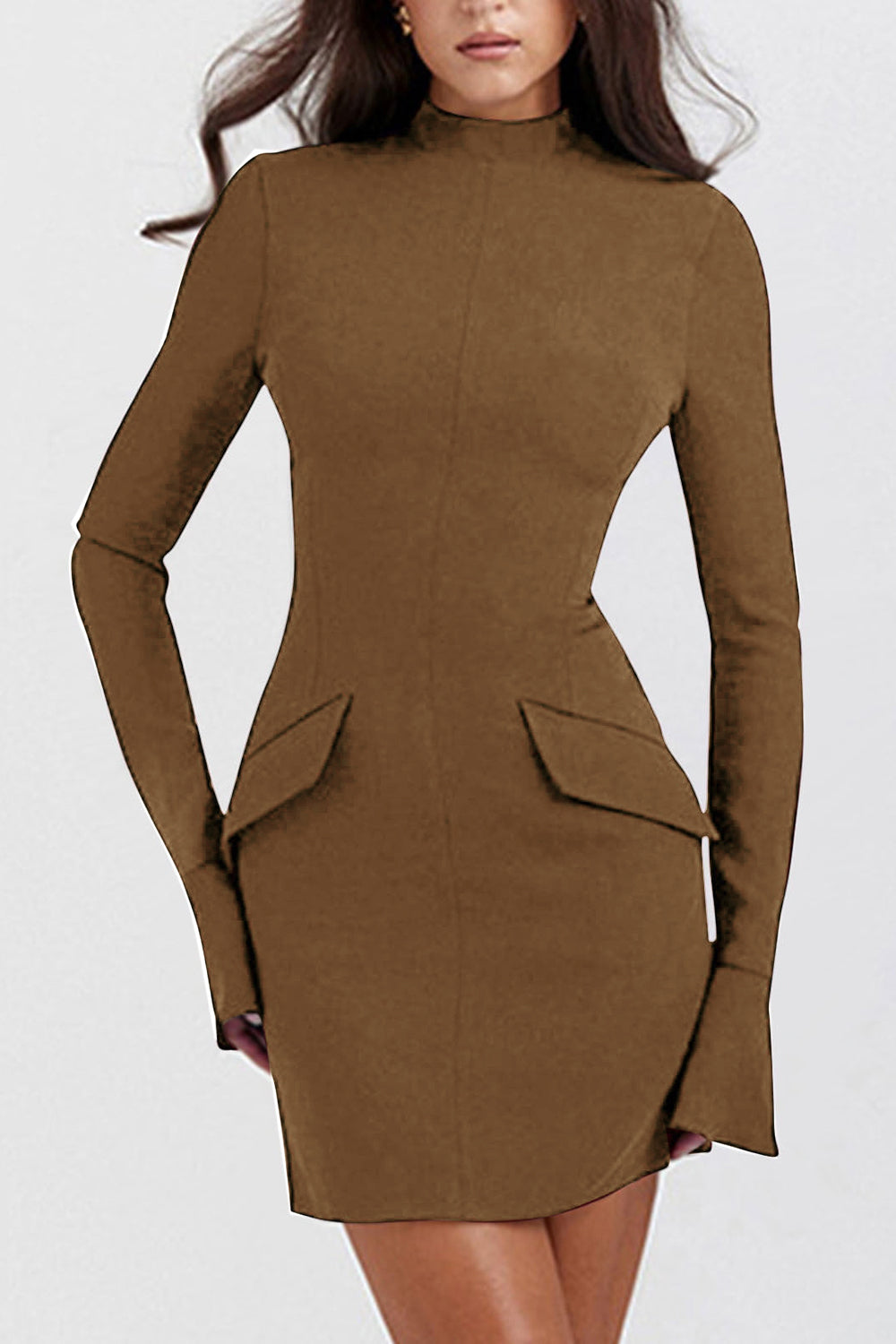 Mock Neck Long Sleeve Mini Dress - Classique Collection
