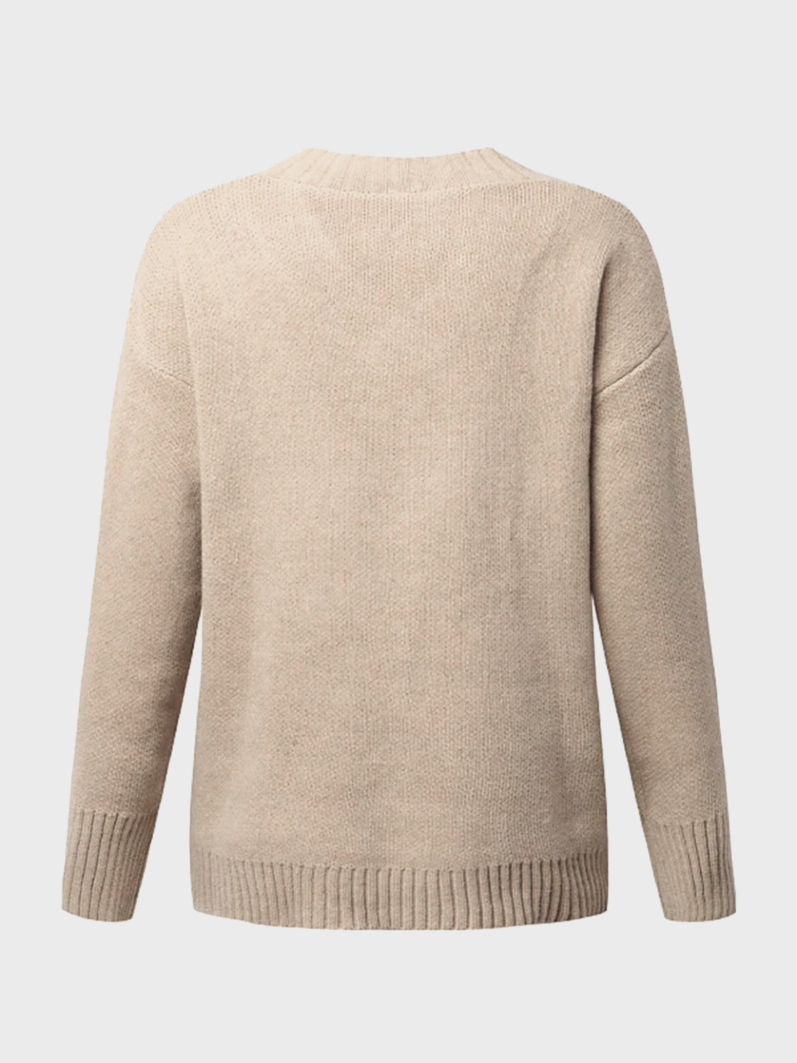 V-Neck Long Sleeve Knit Top - ClassiQ