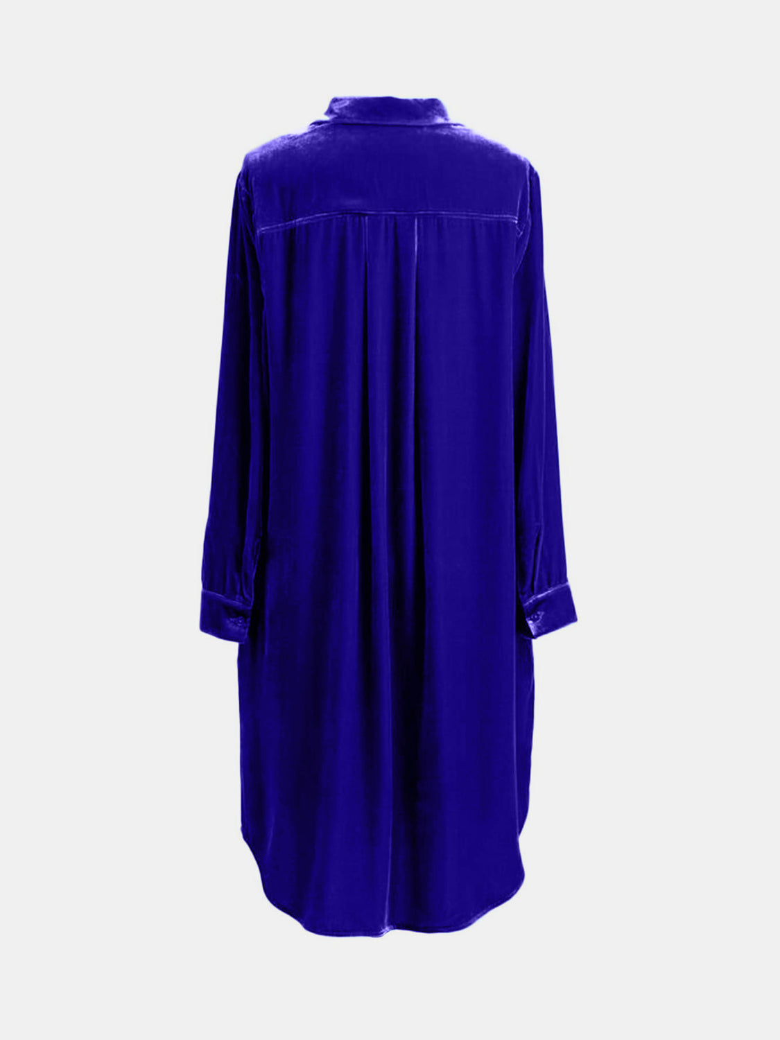 High-Low Button Up Long Sleeve Knee Length Dress - Classique Collection
