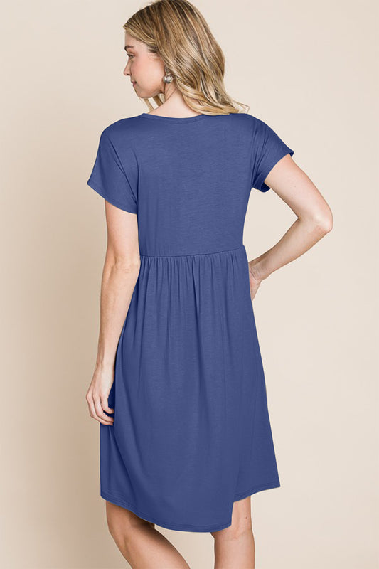 BOMBOM V-Neck Short Sleeve Dress - Classique Collection