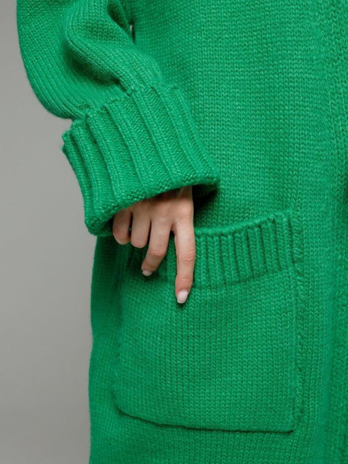 Pocketed Open Front Dropped Shoulder Cardigan - Classique Collection