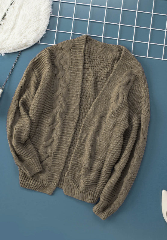 Cable-Knit Open Front Cardigan - ClassiQ