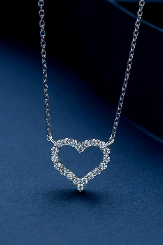 Adored Moissanite Platinum-Plated Heart Necklace - ClassiQ