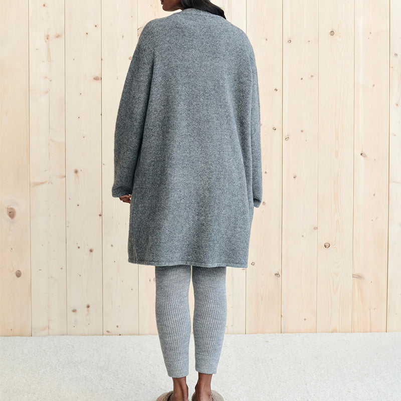 Open Front Long Sleeve Cardigan with Pockets - ClassiQ